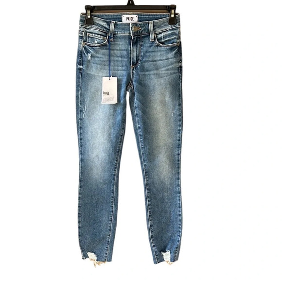 Paige New with Tags Verdugo Ankle Jeans. Med Wash. Flo Destructed 24 - Picture 1 of 10